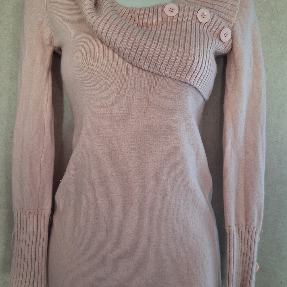 Pink Button-Detail Women's Sweater DRESS